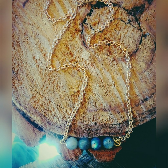 SALE New 12k Solid RG Rainbow/Bluefire Labradorite Mala - Picture 4 of 6